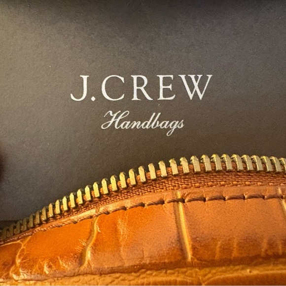 J. Crew Mini Leather Signet Camera Bag in Pink Yellow Brown Embossed Croc - Picture 7 of 16